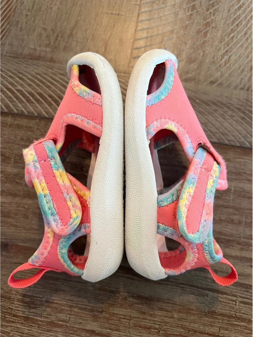 OshKosh B'gosh Girls’ Pink Toddler Water Sandals with Rainbow Trim, Size 6
